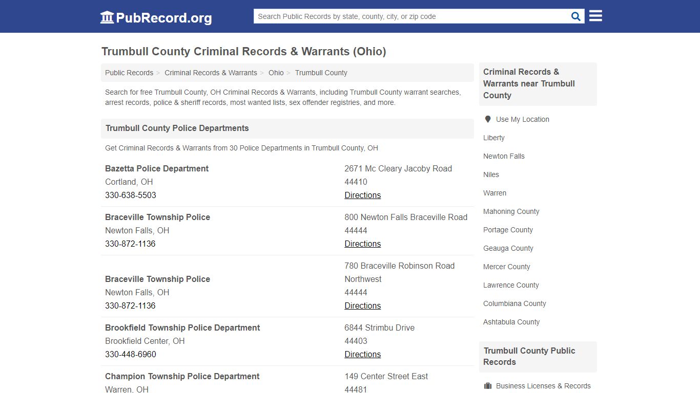 Free Trumbull County Criminal Records & Warrants (Ohio ...